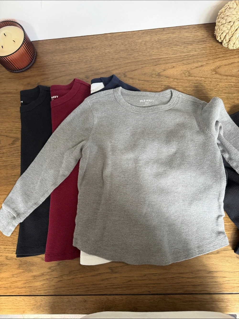 Old Navy Kids Long Sleeve Thermal Tees - Black, Burgundy, White, Gray, Navy